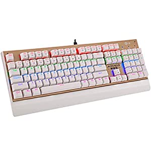 E-YOOSO X Mechanische Gaming-Tastatur, regenbogenfarben, mit Hintergrundbeleuchtung 104 Tasten Weiß X7200
