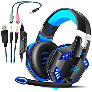 Gaming Headset, ROXTAK Gaming Kopfhörer mit Mikrofon|Virtual 7.1 Surround-Sound Stirnband|LED-Beleuchtung|3,5mm Klinke…